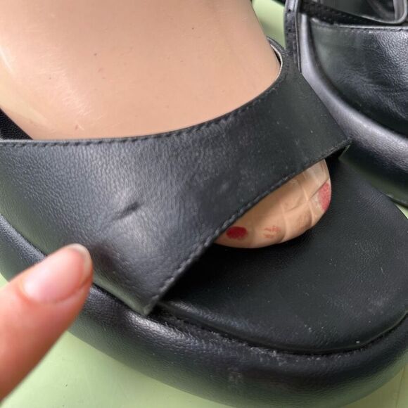 Zara Black Chunky Platform Heels Size 40 | Bubble Sole Ankle Strap Sandals - Picture 10 of 12